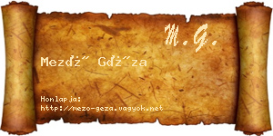 Mező Géza névjegykártya